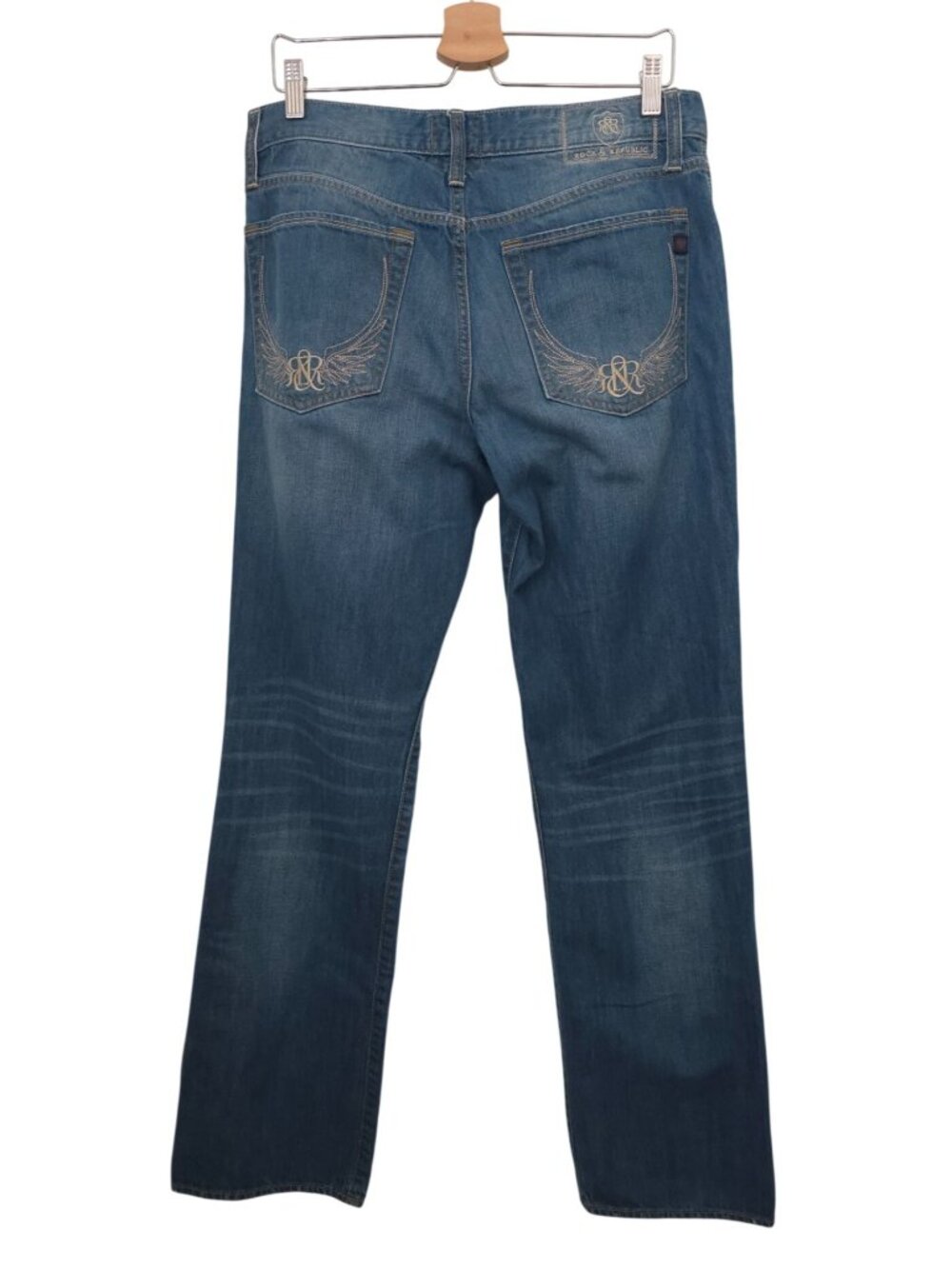 Rock & Republic NEIL Straight Leg Distressed Blue Denim Jeans Men's Sz 33x32